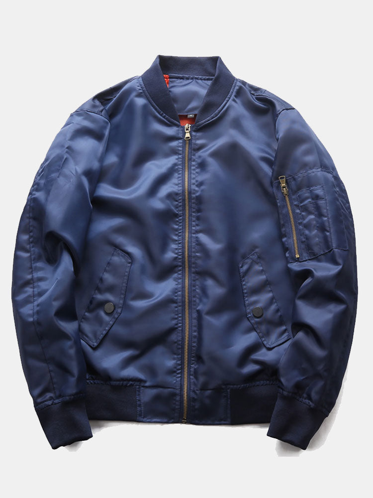 Men Zip Up Bomber Jacket