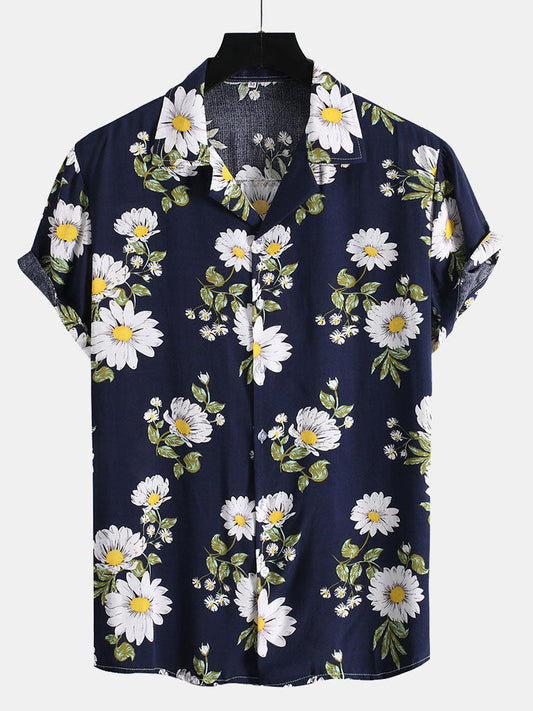 Chemise à revers et imprimé tournesol