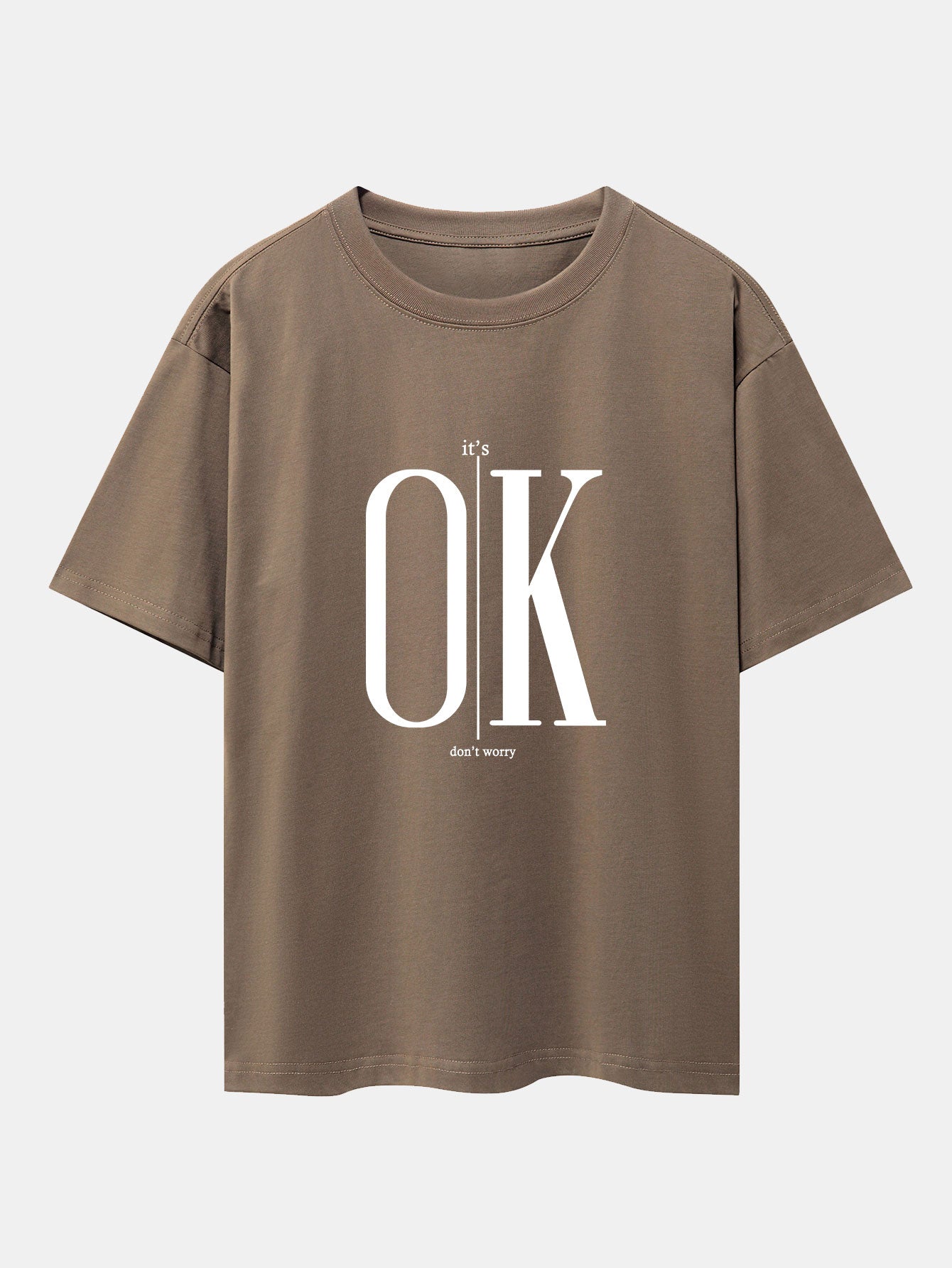 OK Slogan Print Drop Shoulder Oversize T-Shirt