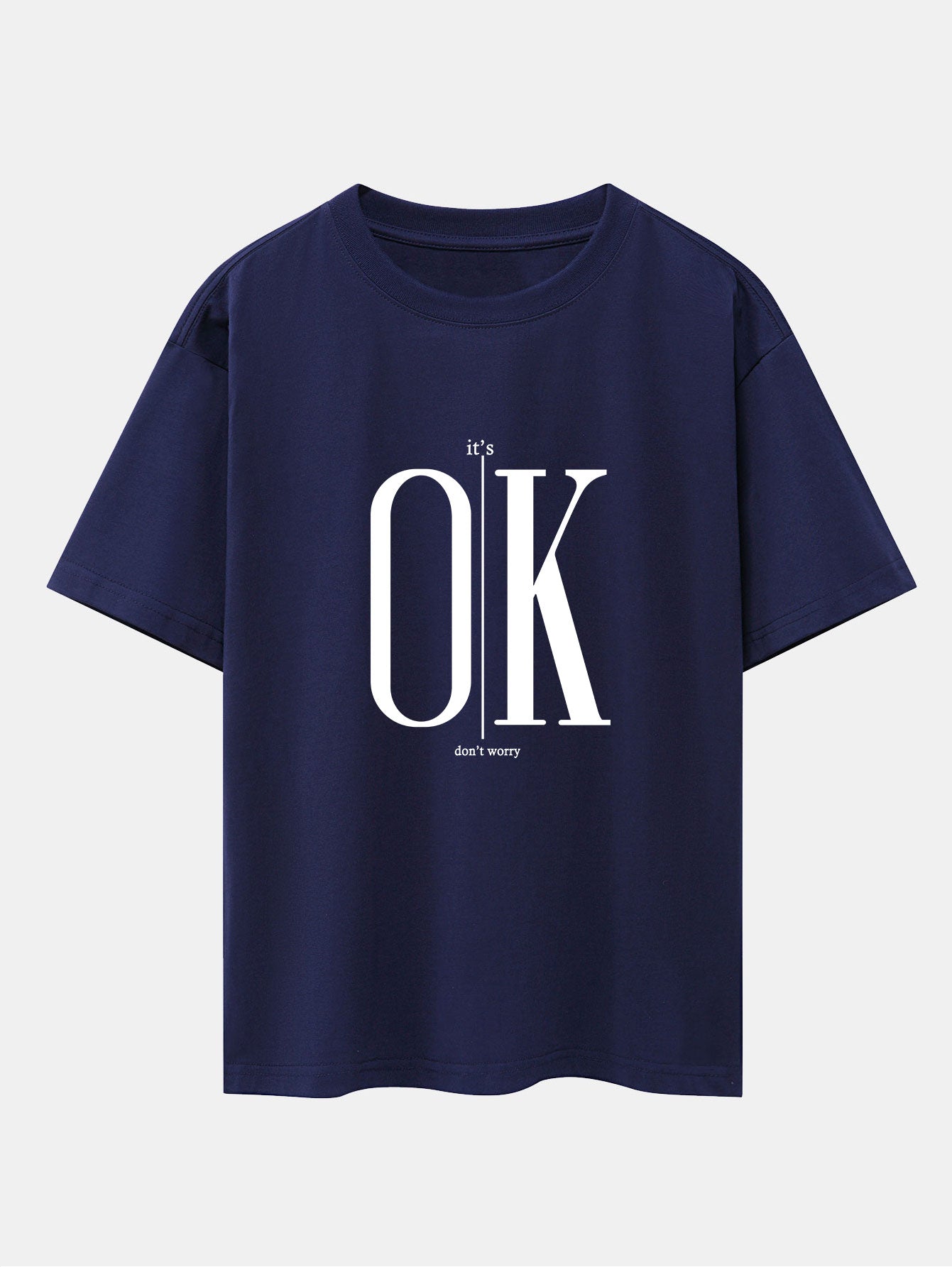 OK Slogan Print Drop Shoulder Oversize T-Shirt