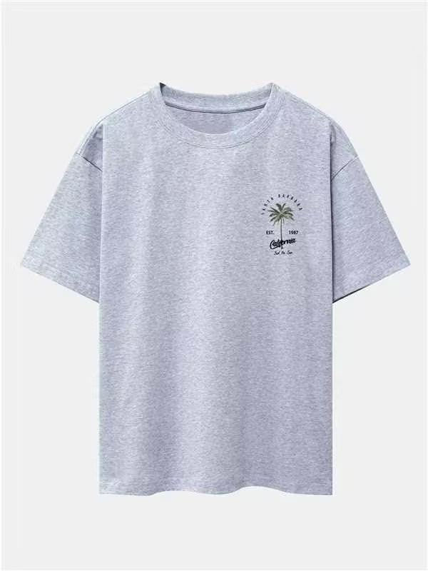 California Palm Tree Print Drop Shoulder Oversize T-Shirt