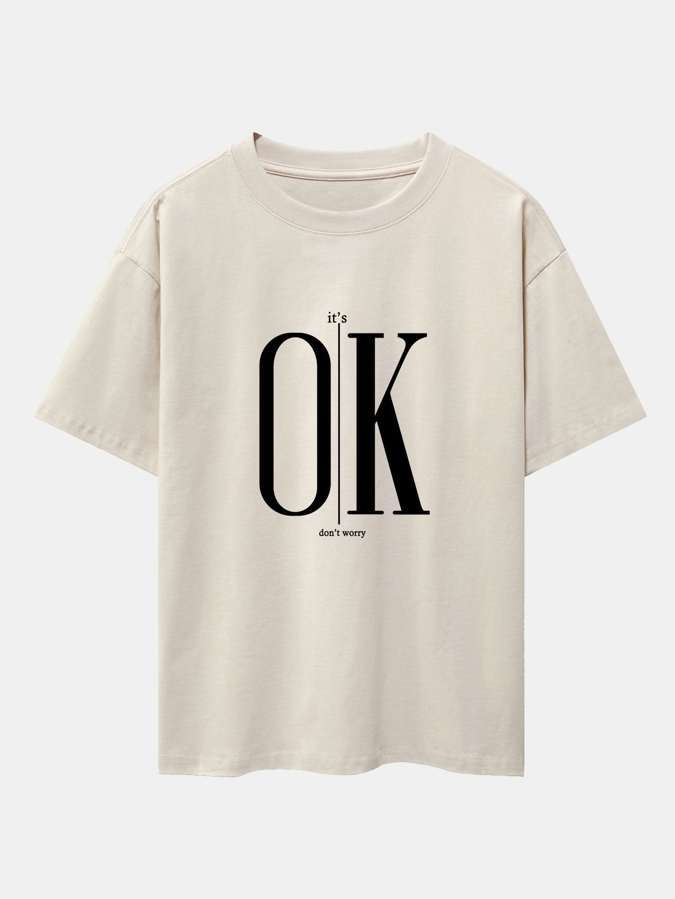 OK Slogan Print Drop Shoulder Oversize T-Shirt