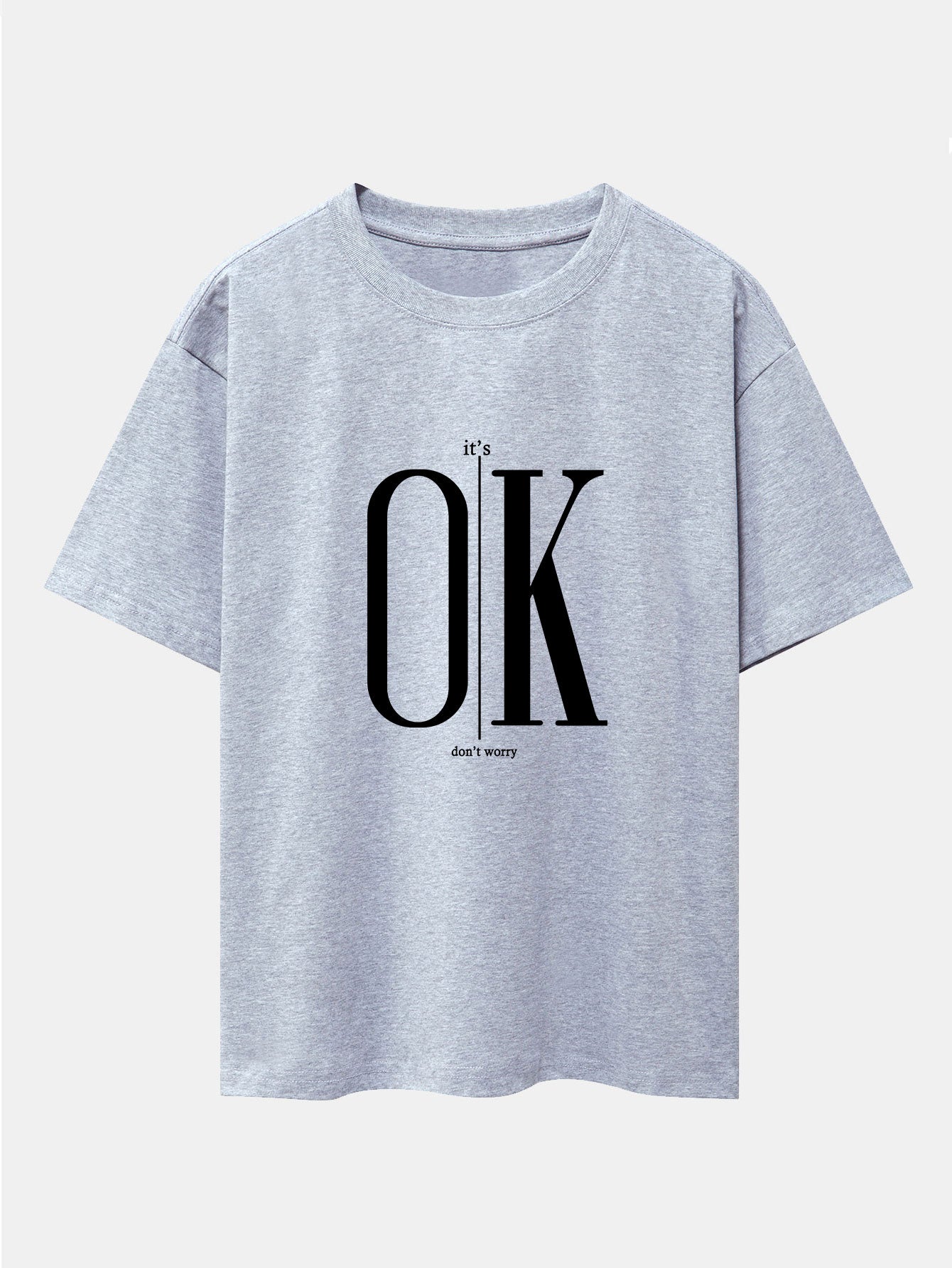 OK Slogan Print Drop Shoulder Oversize T-Shirt