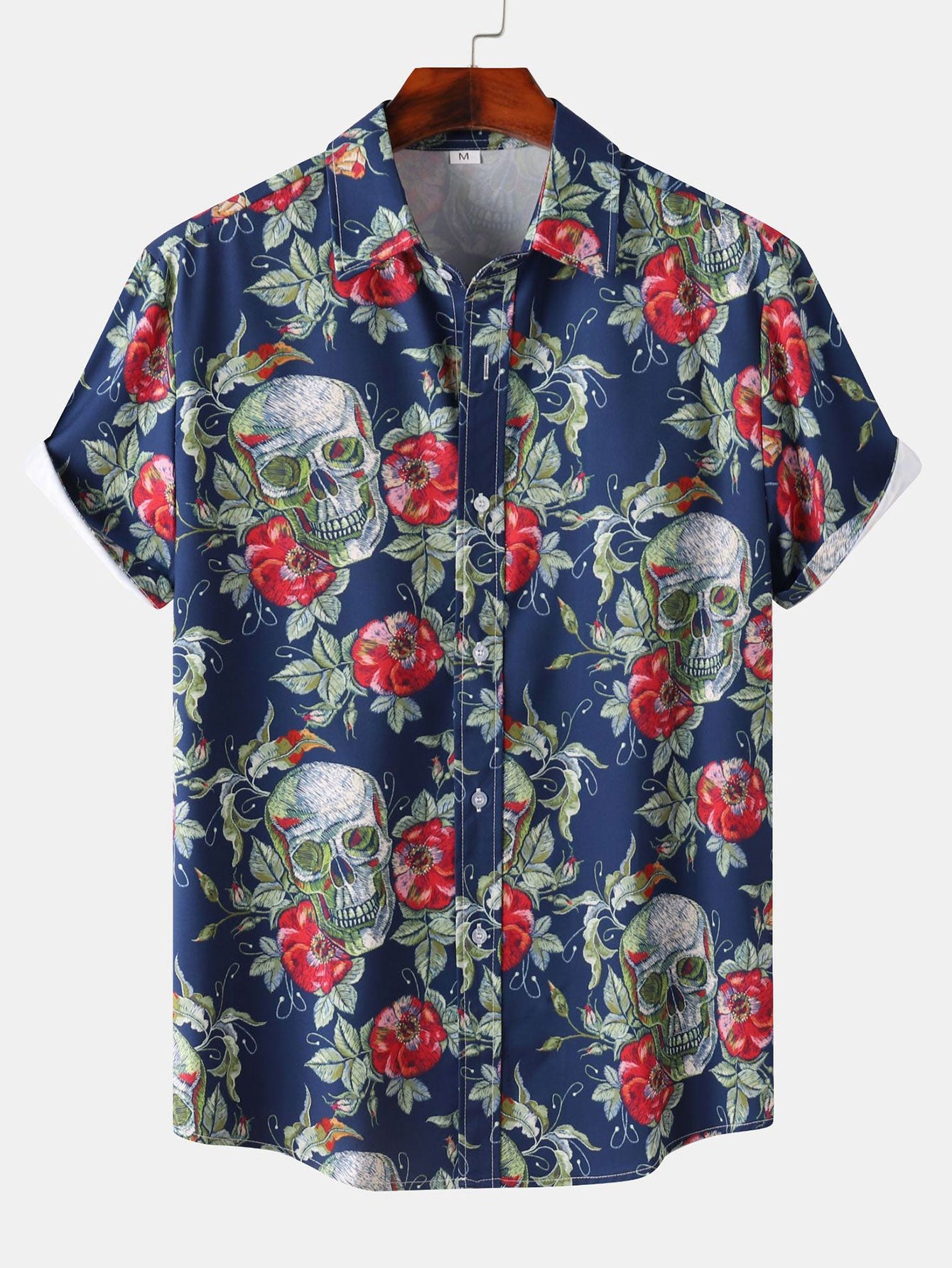 Chemise boutonnée à imprimé tête de mort rose