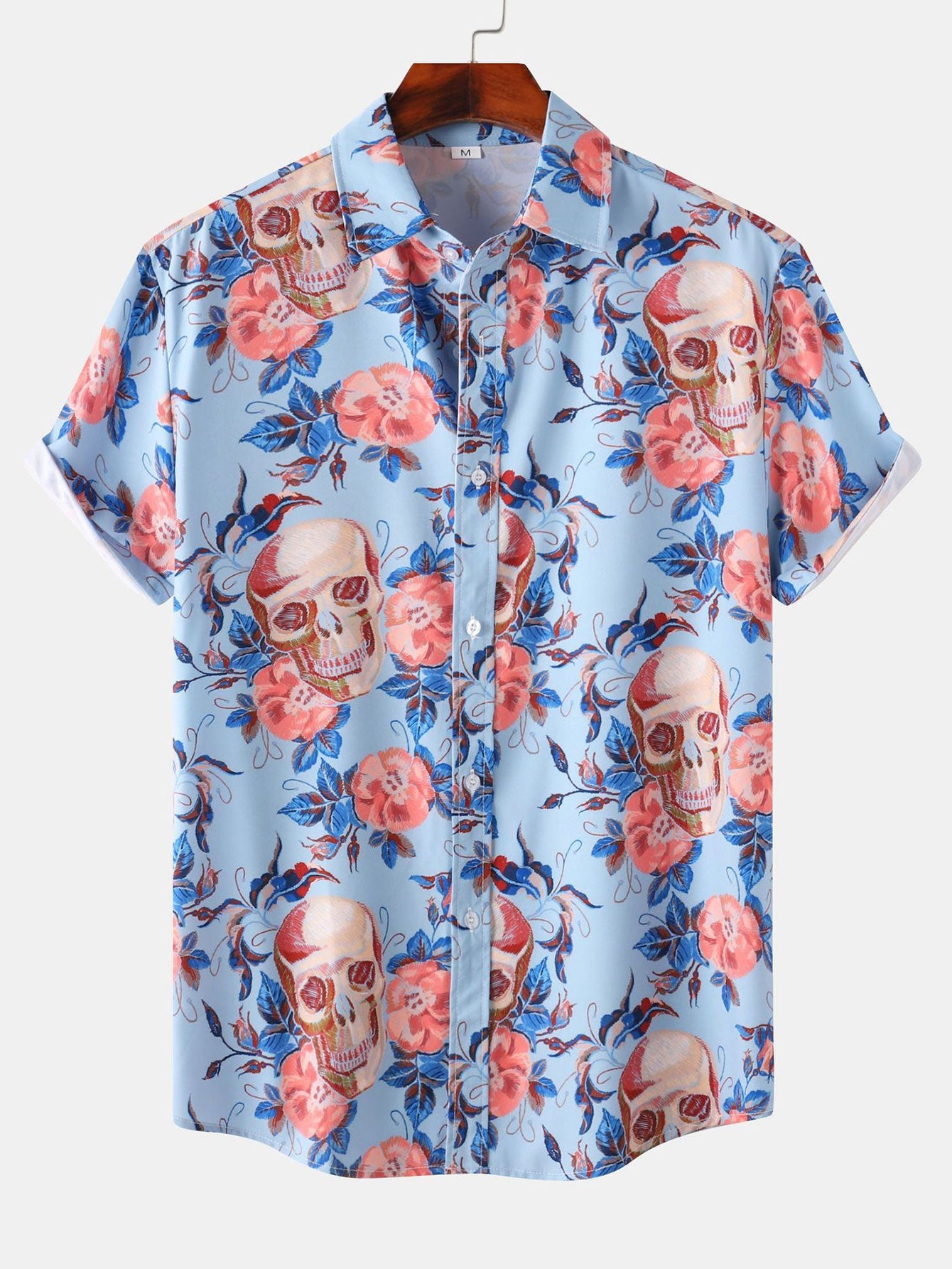 Chemise boutonnée à imprimé tête de mort rose