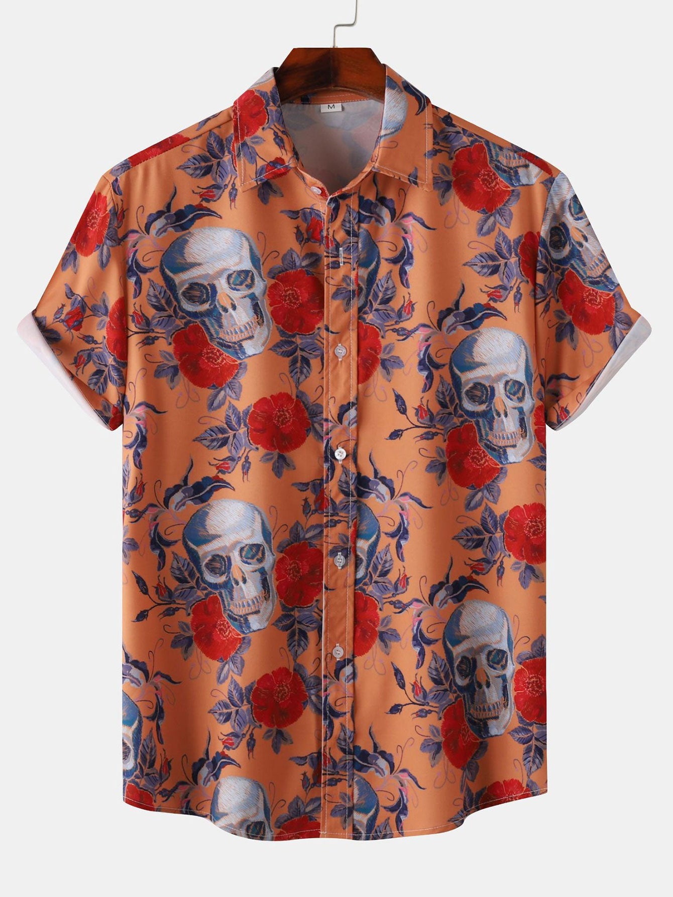 Chemise boutonnée à imprimé tête de mort rose