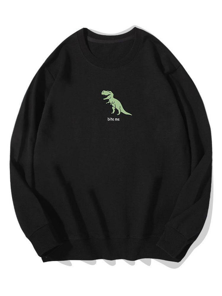 Sweat-shirt en coton imprimé dinosaure mignon