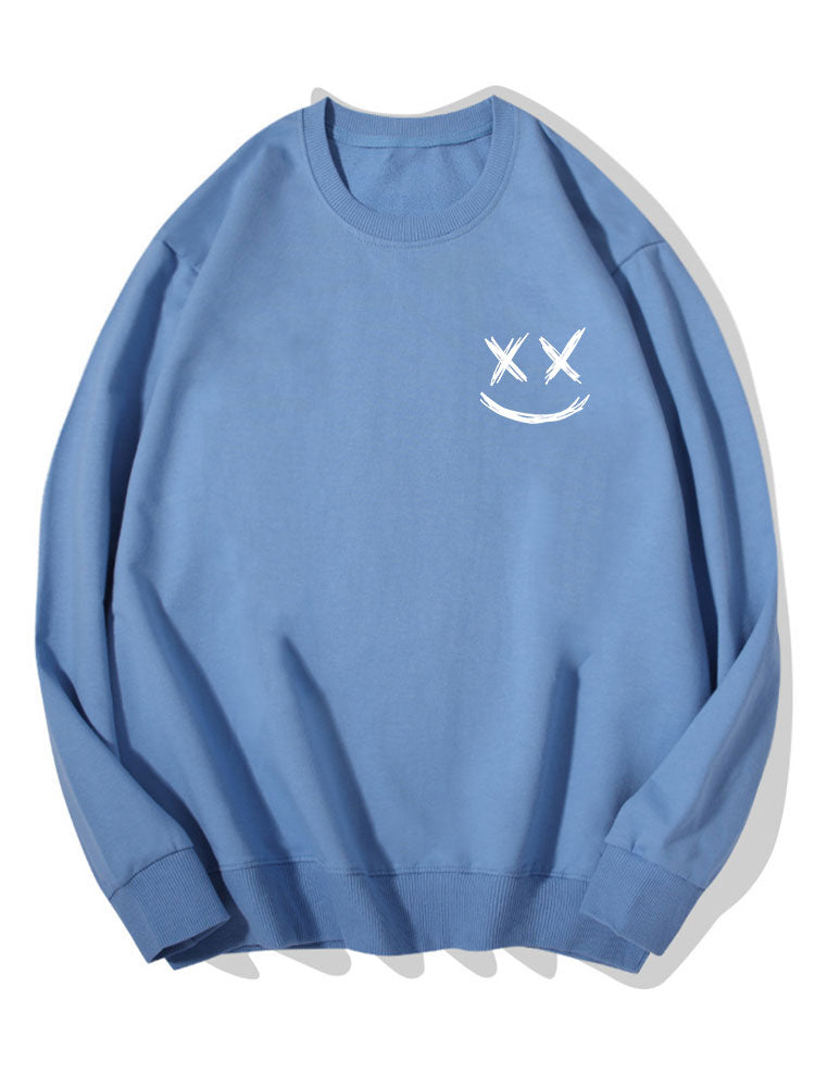 Smiley Print Cotton Sweatshirt