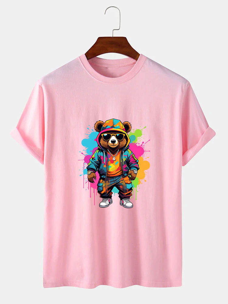 Splash Colorful Bear Print T-Shirt