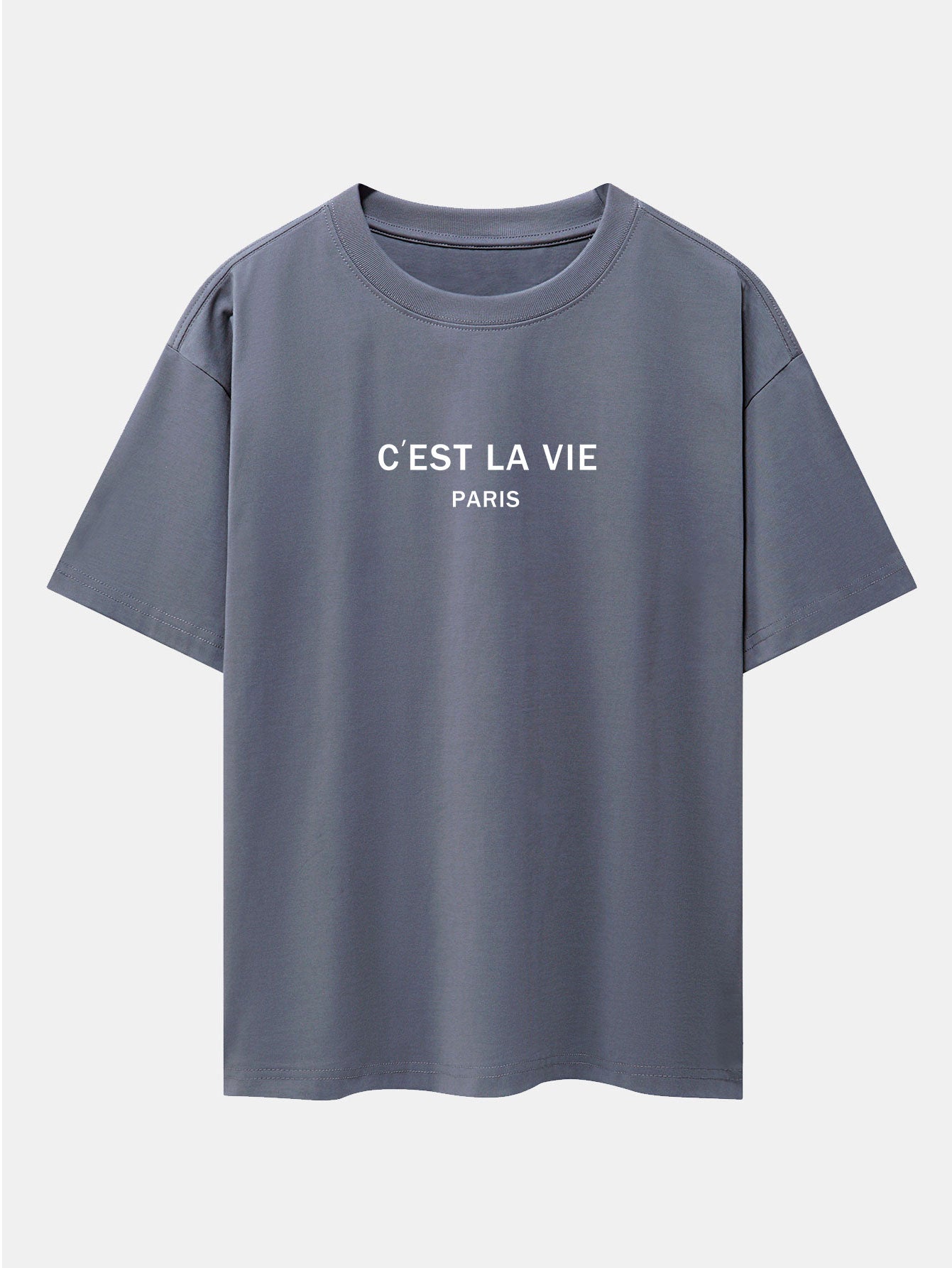 T-shirt oversize à épaules tombantes et imprimé lettre Paris