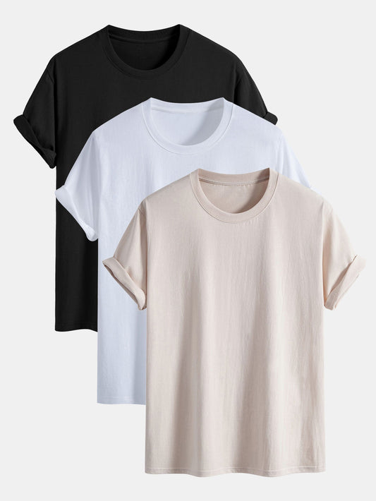 3 Pieces Basic Regular Fit Cotton T-Shirts