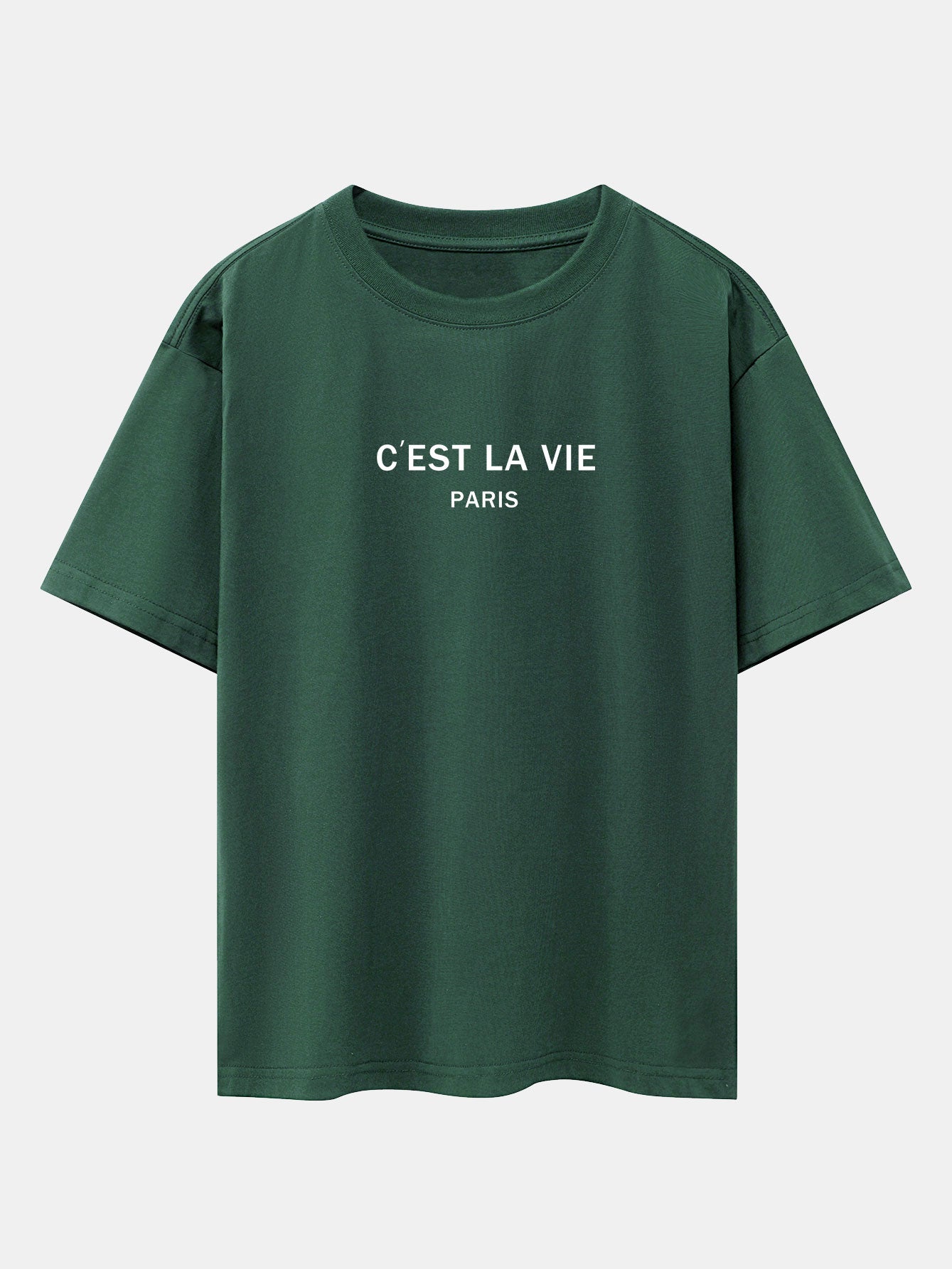 T-shirt oversize à épaules tombantes et imprimé lettre Paris