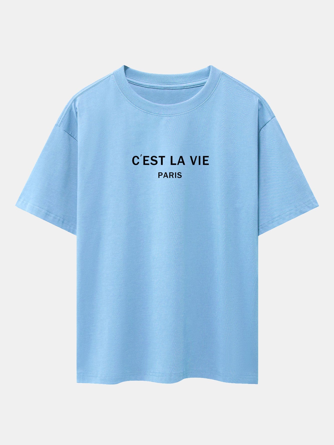 T-shirt oversize à épaules tombantes et imprimé lettre Paris