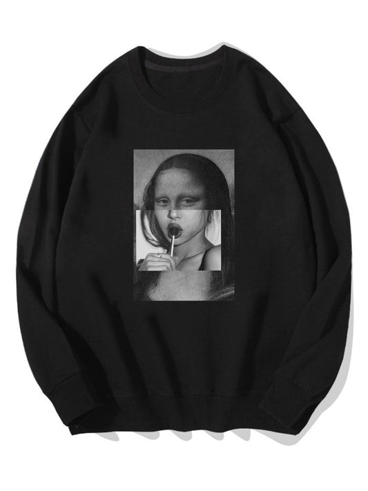 Sweat-shirt en coton imprimé portrait