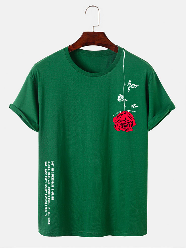 Slogan Rose Print T-Shirt