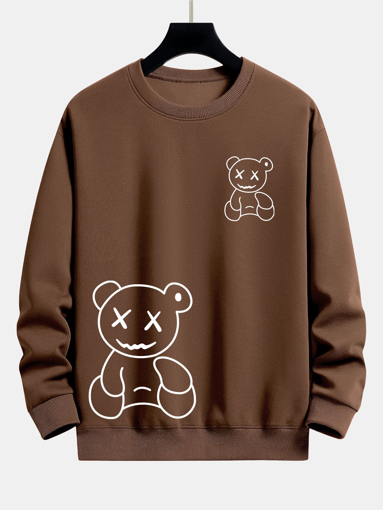 Line Shaped Bear Print Relax Fit Sweatshirt