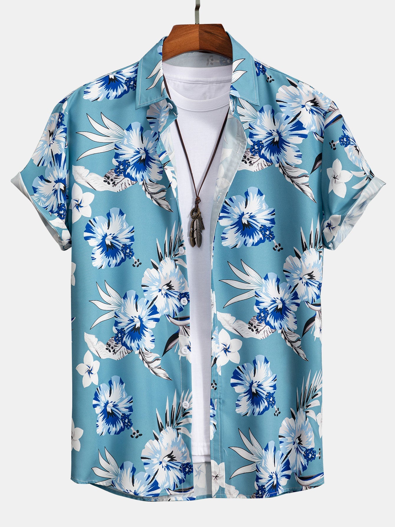 Chemise boutonnée à imprimé floral tropical