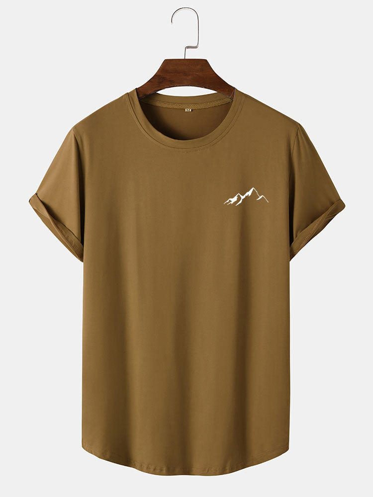 Mountain Graphic Print Arc Hem T-Shirt