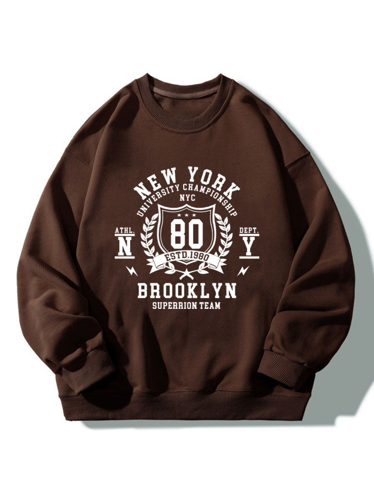 Sweat-shirt décontracté à imprimé universitaire New York