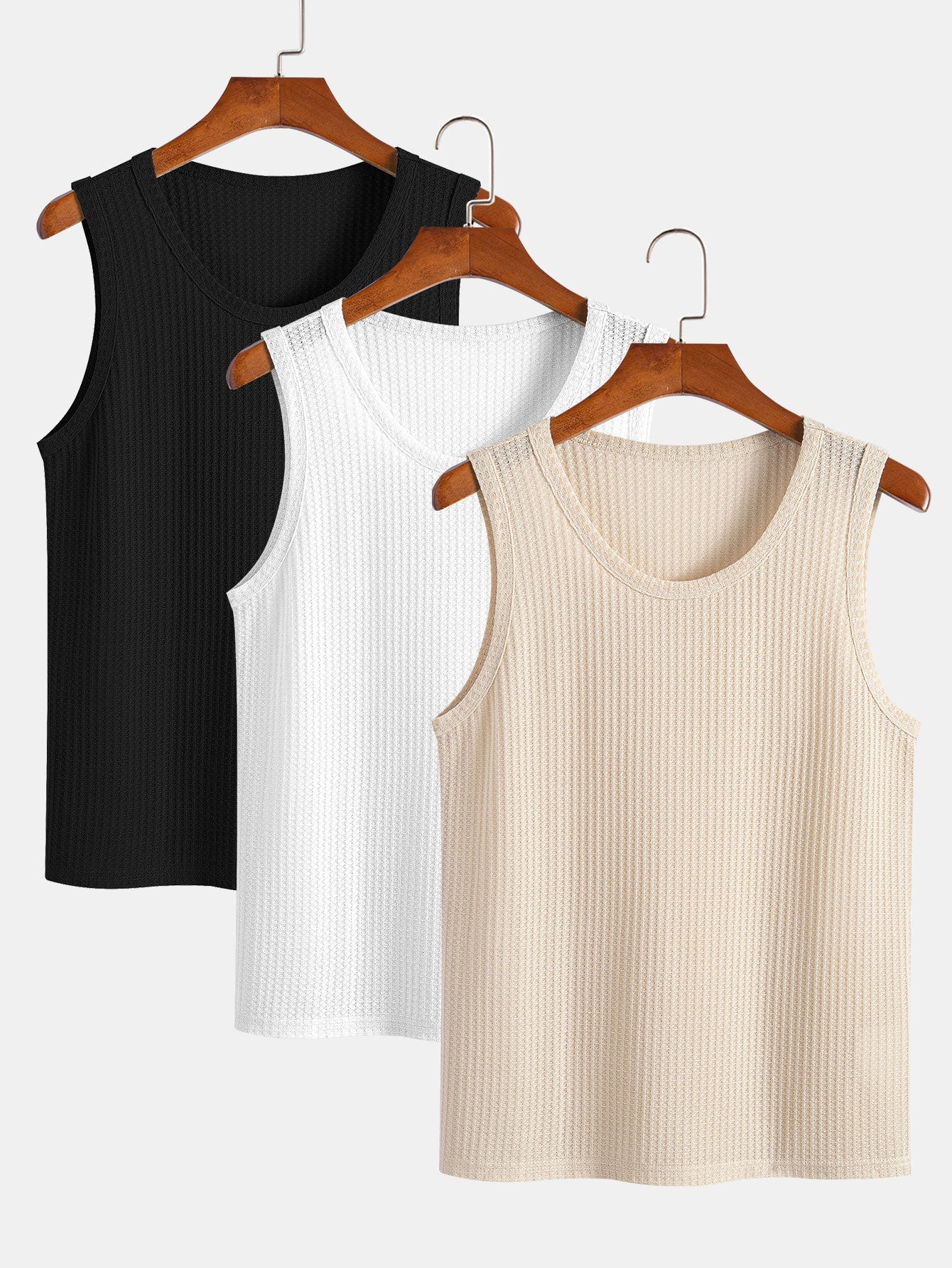 3 Pieces Waffle Knit Tank Top