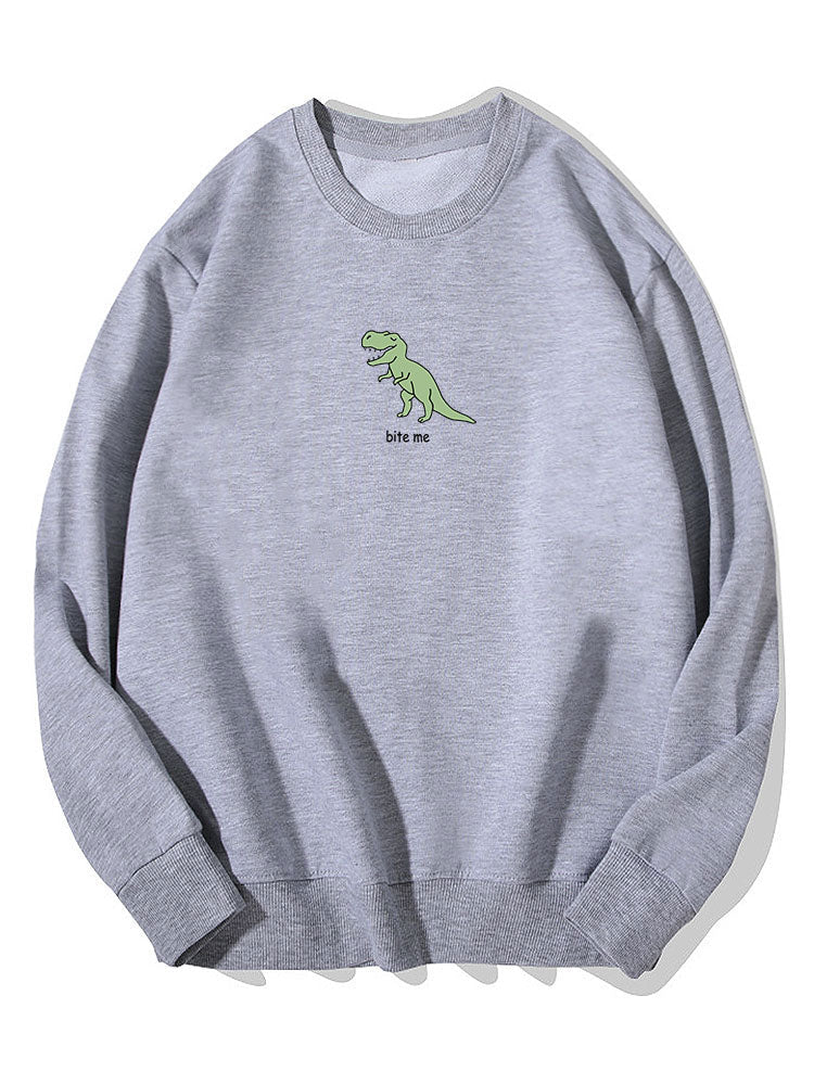 Sweat-shirt en coton imprimé dinosaure mignon