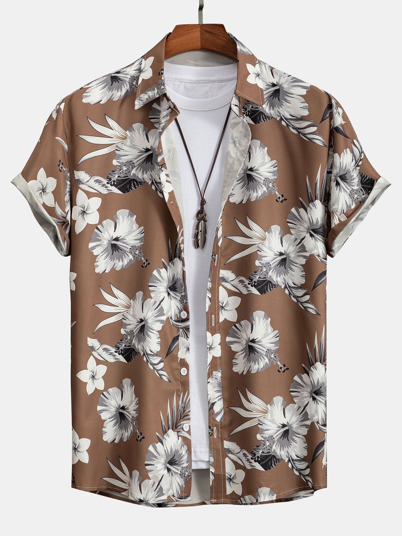 Chemise boutonnée à imprimé floral tropical