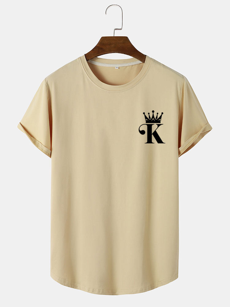 King Crown Print Arc Hem T-Shirt