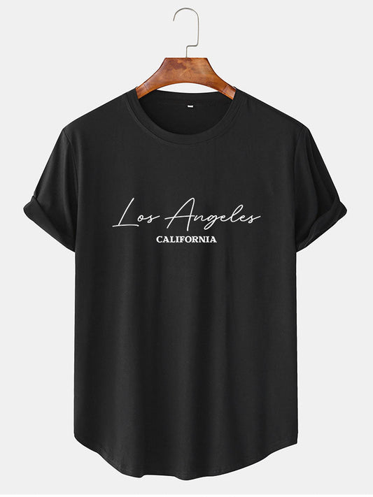 Los Angeles Handwritten Print Arc Hem T-Shirt