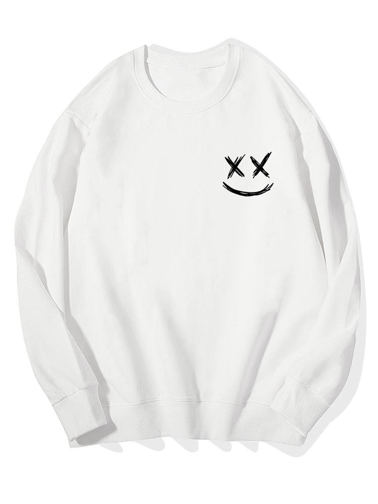 Smiley Print Cotton Sweatshirt