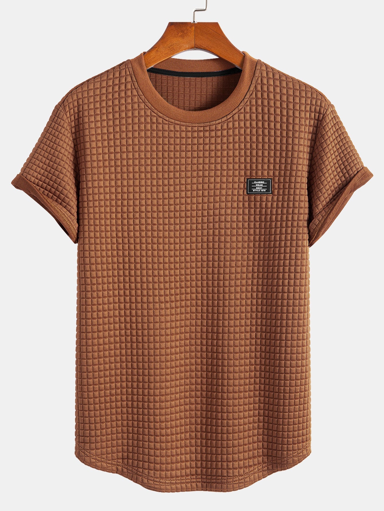 Short Sleeve Waffle Arc Hem T-Shirt