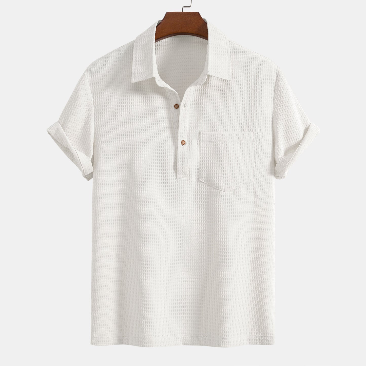 Chemise à col polo gaufré avec poche