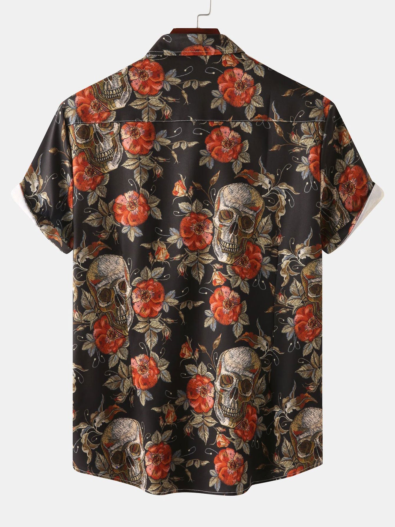 Chemise boutonnée à imprimé tête de mort rose