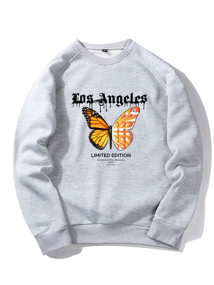 Butterfly Letter Print Sweatshirt