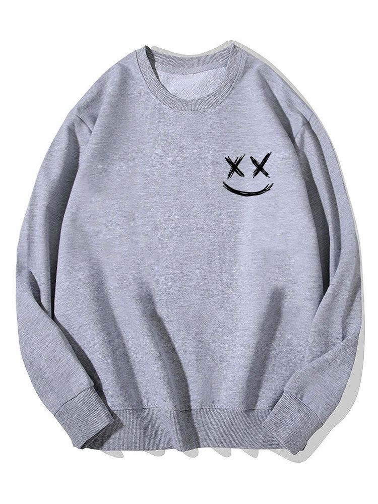 Smiley Print Cotton Sweatshirt