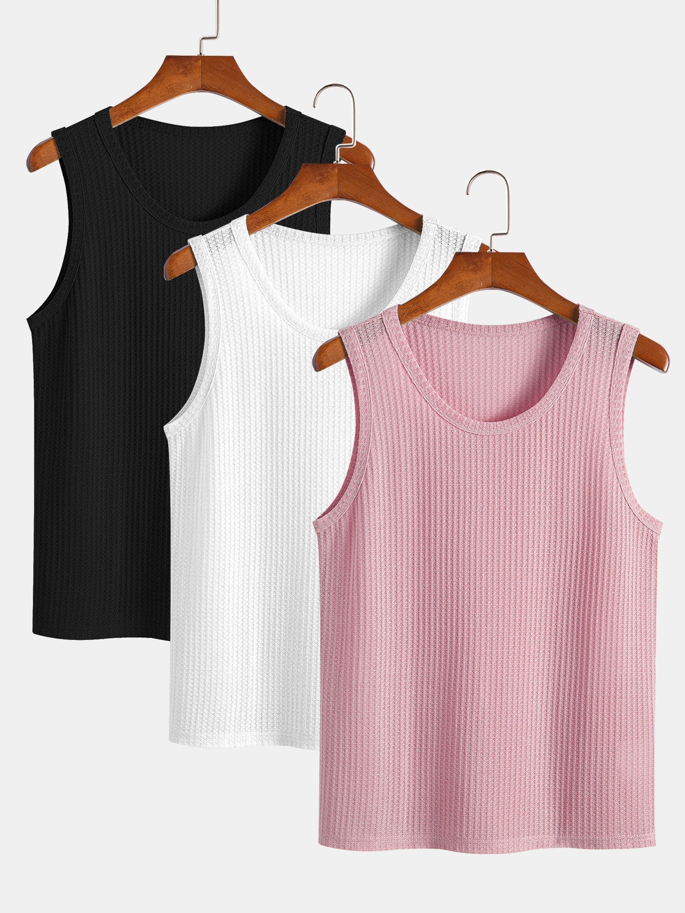 3 Pieces Waffle Knit Tank Top