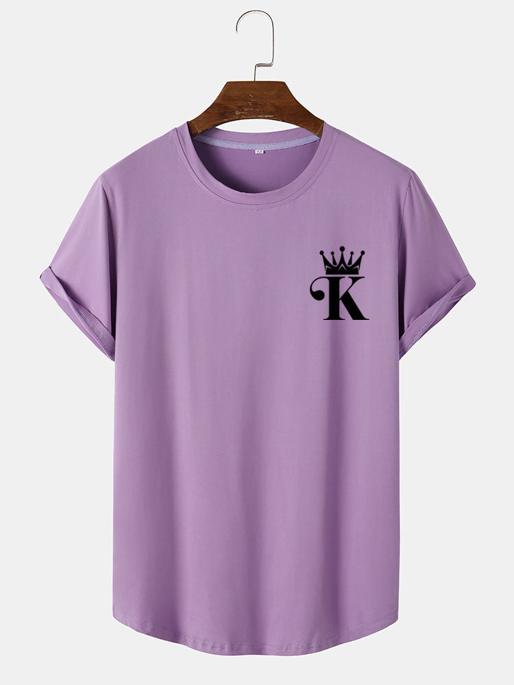 King Crown Print Arc Hem T-Shirt