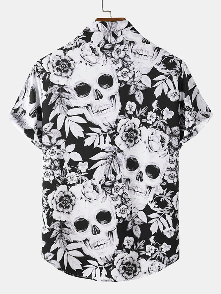 Chemise à imprimé floral tête de mort