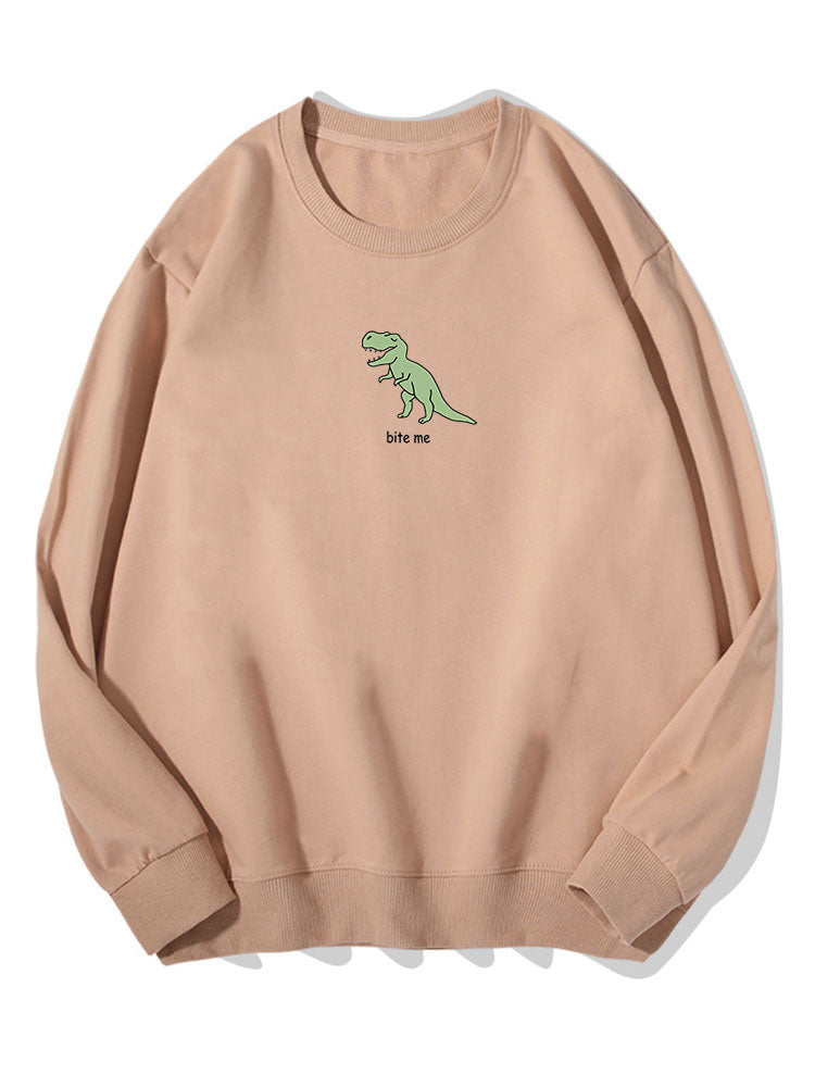 Sweat-shirt en coton imprimé dinosaure mignon