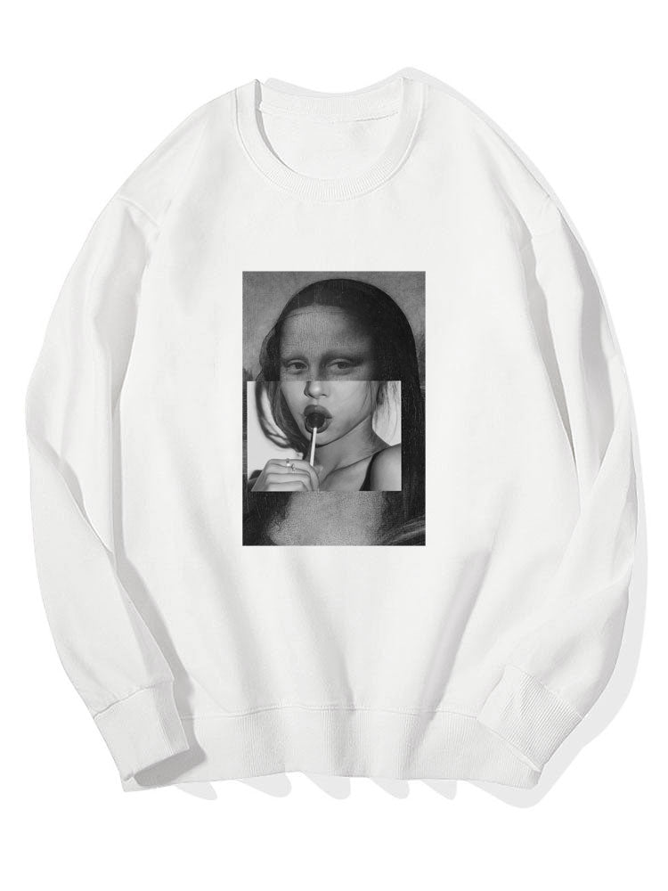 Sweat-shirt en coton imprimé portrait