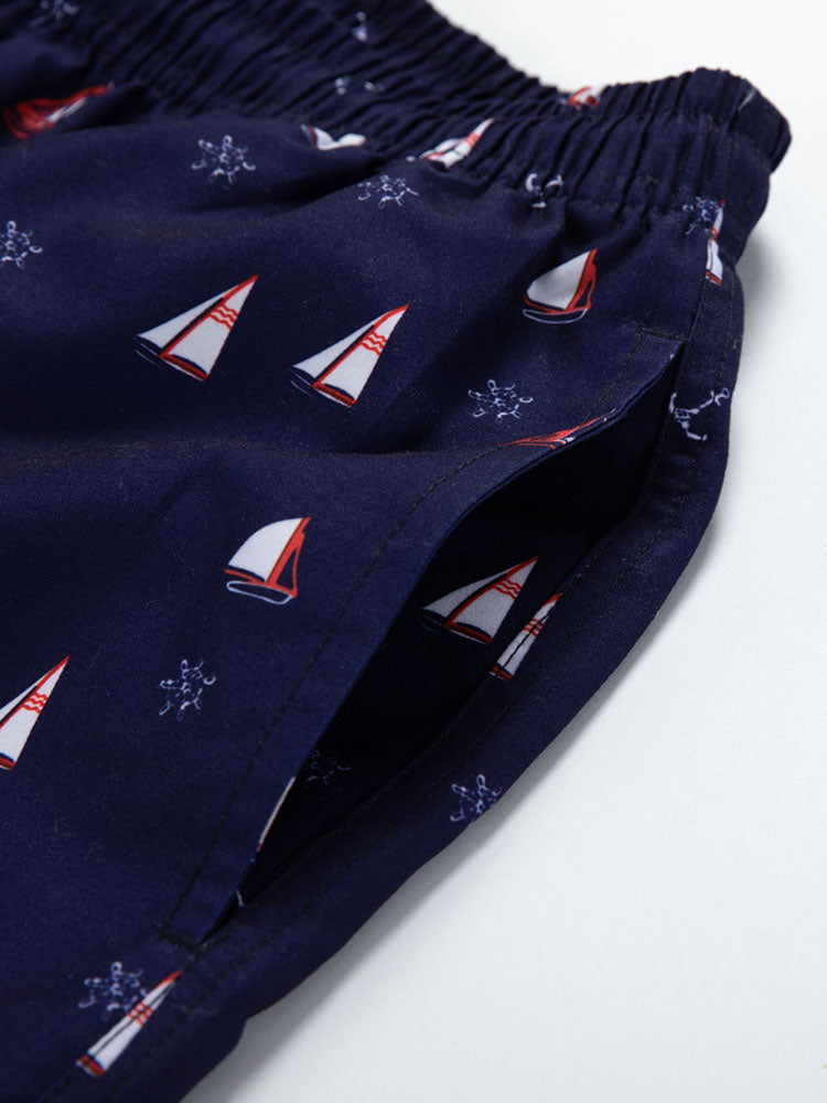 Sailboat Anchor Print Swim Shorts