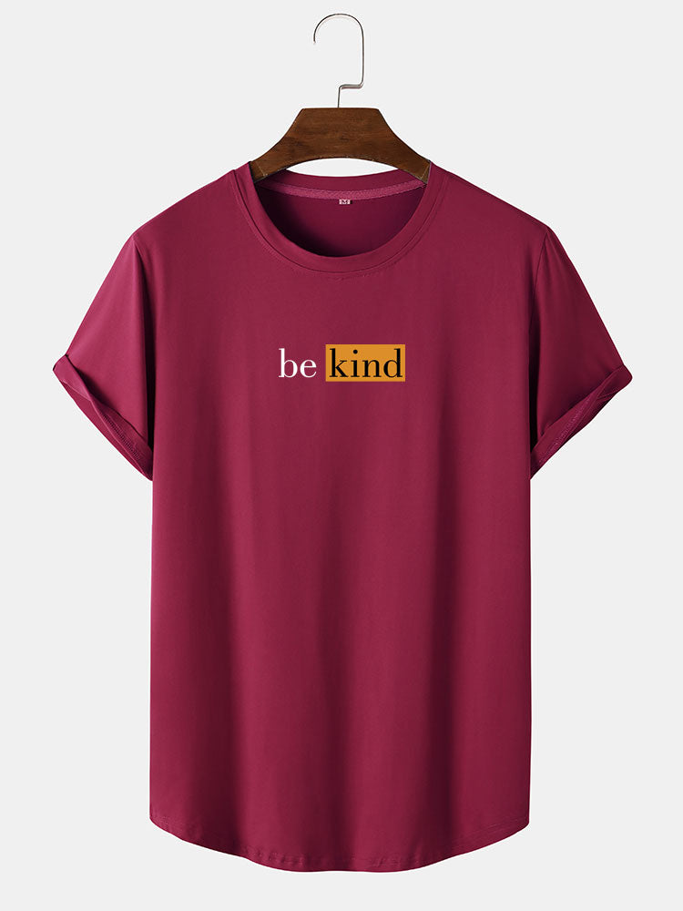 Be Kind Character Print Arc Hem T-Shirt