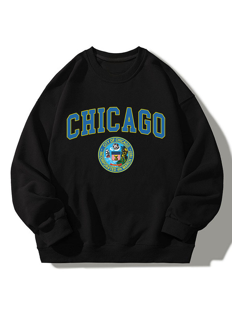 Sweat-shirt décontracté imprimé Chicagp