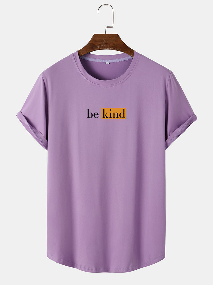 Be Kind Character Print Arc Hem T-Shirt