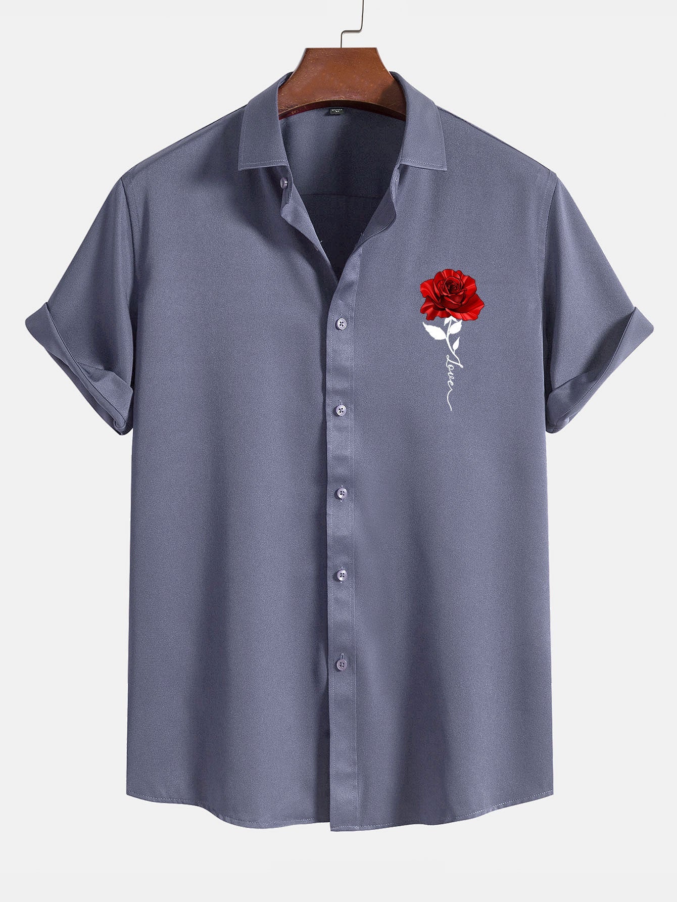 Chemise boutonnée à imprimé roses