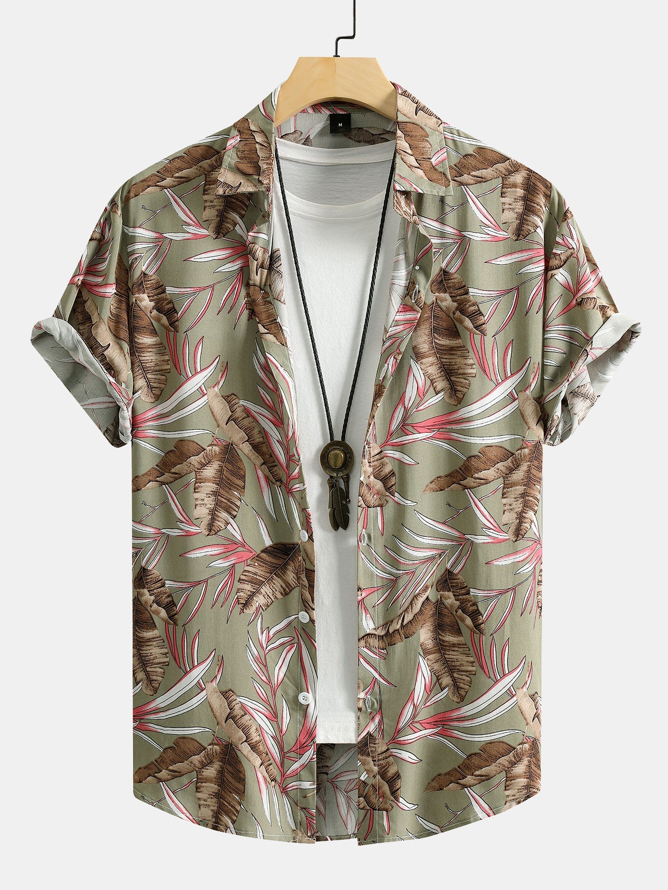 Chemise boutonnée en viscose à imprimé tropical