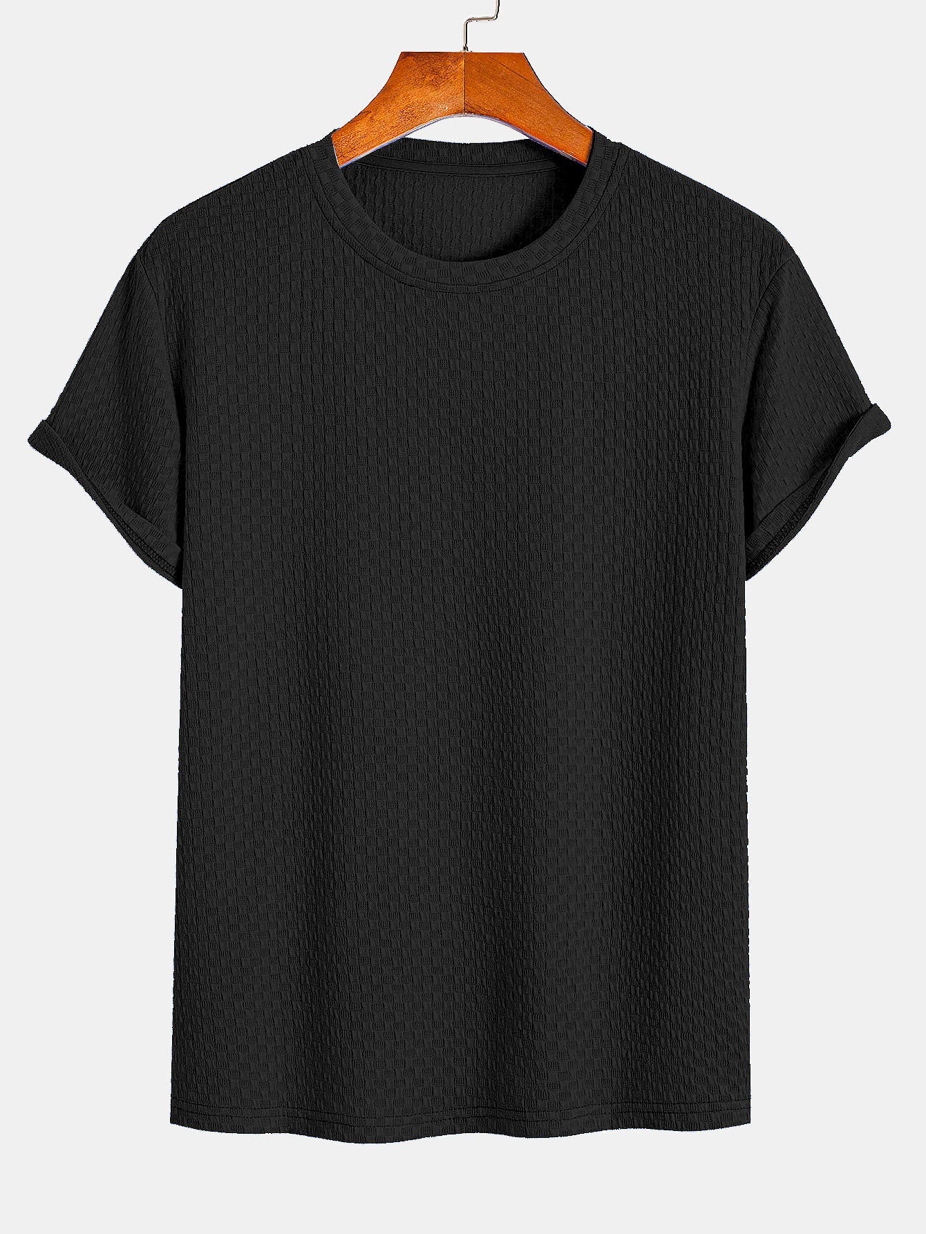 Checkerboard Textured Knitted T-shirt