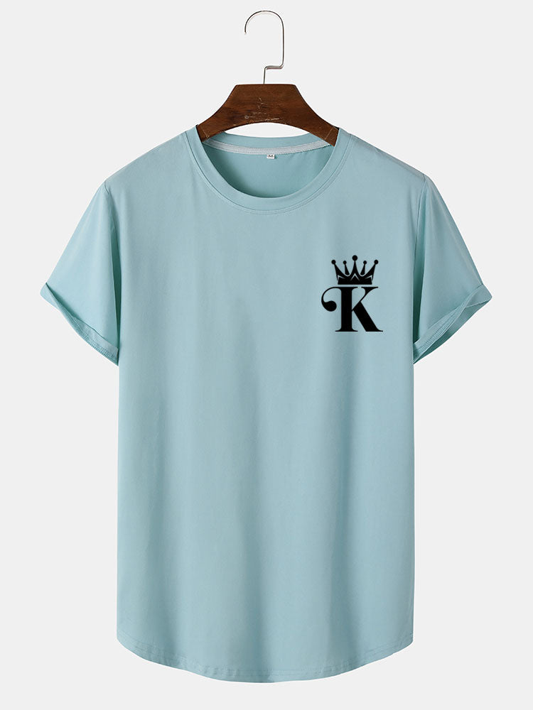 King Crown Print Arc Hem T-Shirt