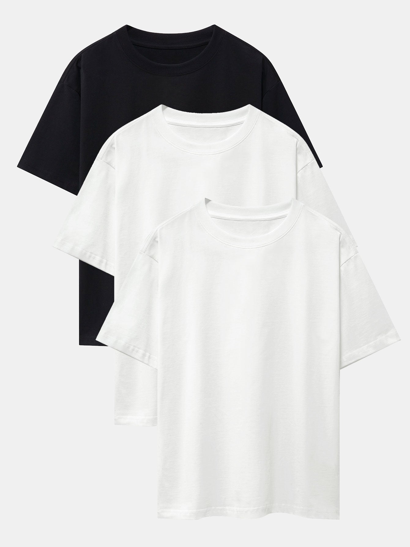 3 Pieces Basic Heavy Weight Drop Shoulder Oversize T-Shirts