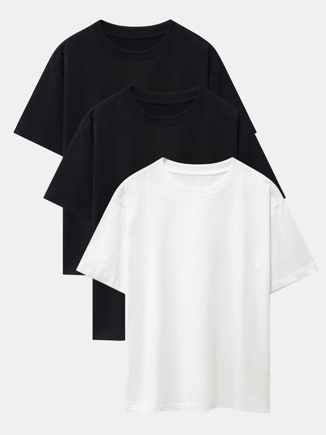 3 Pieces Basic Heavy Weight Drop Shoulder Oversize T-Shirts