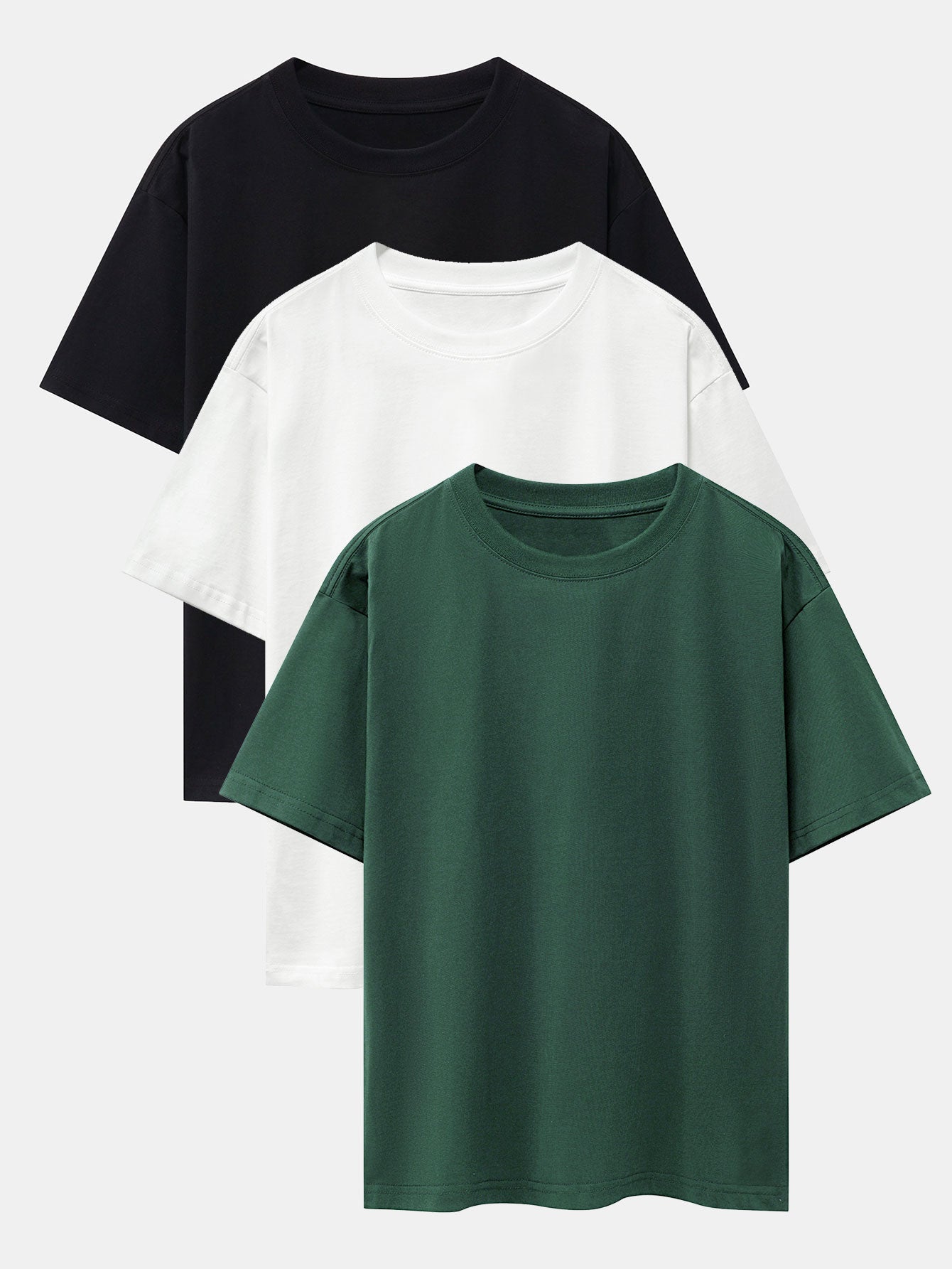 3 Pieces Basic Heavy Weight Drop Shoulder Oversize T-Shirts